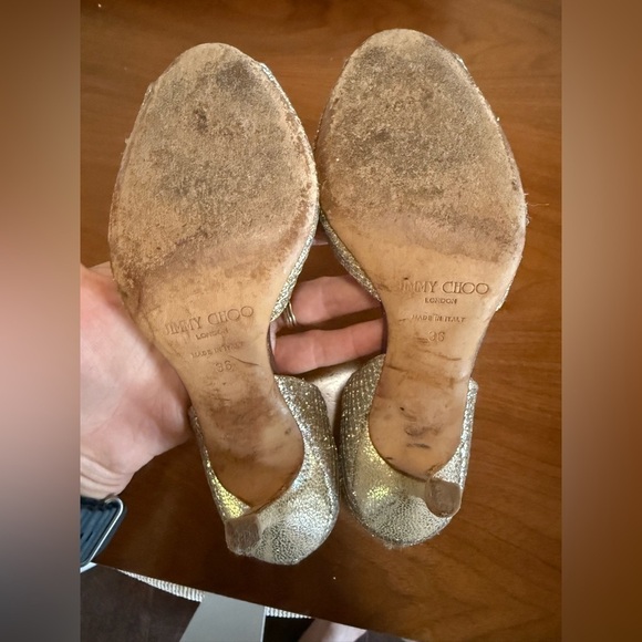 Jimmy Choo Peep Toe Glitter Sparkly Heel Womens 36 / US 6/6.5 - Picture 8 of 12